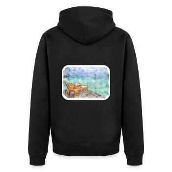 Maldives Watercolor Sketch Hand Drawn Illustration - Unisex Premium Organic Zip Hoodie - black - Back - Nico (187cm)