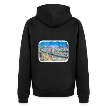 Zürich Schweiz Aquarell Skizze Illustration - Unisex Premium Bio Zip Hoodie - Schwarz - Hinten - Nico (187cm)