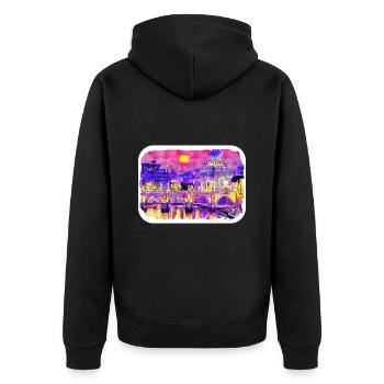 Rom Italien Aquarell Skizze Handgezeichnetes Gemälde - Unisex Premium Bio Zip Hoodie - Schwarz - Hinten - Nico (187cm)