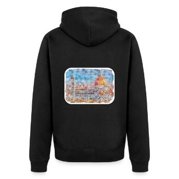 Florence Italie Aquarelle Esquisse Peinture Dessinée - Veste à capuche bio Premium Unisexe - noir - Dos - Nico (187cm)
