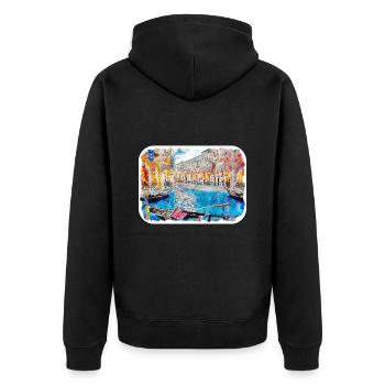 Italy Watercolor Sketch Hand Drawn Illustration - Unisex Premium Organic Zip Hoodie - black - Back - Nico (187cm)