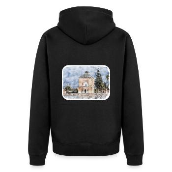 Marrakech Maroc Aquarelle Sketch Illustration - Veste à capuche bio Premium Unisexe - noir - Dos - Nico (187cm)