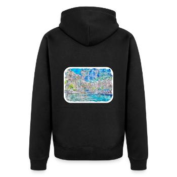 Italy Watercolor Sketch Hand Drawn Illustration - Unisex Premium Organic Zip Hoodie - black - Back - Nico (187cm)