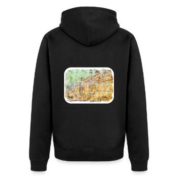 Indien Aquarellskizze Handgezeichnete Illustration - Unisex Premium Bio Zip Hoodie - Schwarz - Hinten - Nico (187cm)