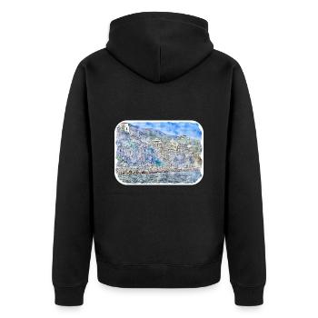 Sorrente Italie Aquarelle Esquisse Dessinée Peinture - Veste à capuche bio Premium Unisexe - noir - Dos - Nico (187cm)