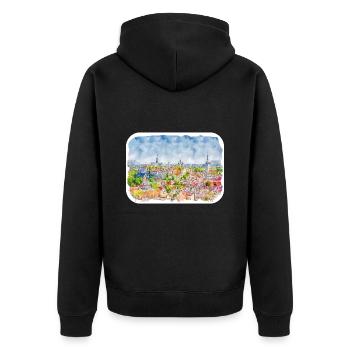 Tallinn Estonia Watercolor Sketch Drawn Illustrati - Unisex Premium Organic Zip Hoodie - black - Back - Nico (187cm)