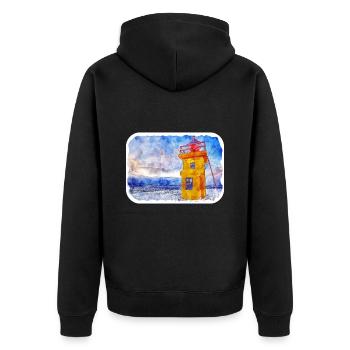Islande croquis à l’aquarelle dessin à la main illustration - Veste à capuche bio Premium Unisexe - noir - Dos - Nico (187cm)