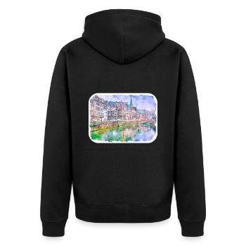 Strasbourg France Watercolor Sketch Drawn Illustra - Unisex Premium Organic Zip Hoodie - black - Back - Nico (187cm)