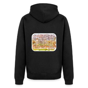Indien Wahrzeichen Aquarell Skizze Farbe Illustratio - Unisex Premium Bio Zip Hoodie - Schwarz - Hinten - Nico (187cm)