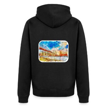Dublin Irlande Royaume-Uni Aquarelle Sketch Illustration - Veste à capuche bio Premium Unisexe - noir - Dos - Nico (187cm)