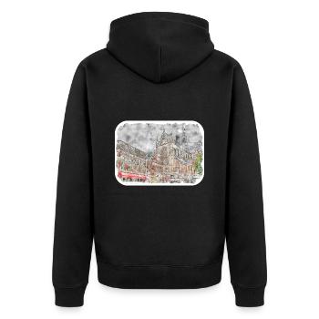 Niederlande Aquarell Skizze gezeichnete Illustration - Unisex Premium Bio Zip Hoodie - Schwarz - Hinten - Nico (187cm)