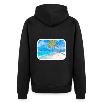 Maldives Watercolor Sketch Hand Drawn Illustration - Unisex Premium Organic Zip Hoodie - black - Back - Nico (187cm)