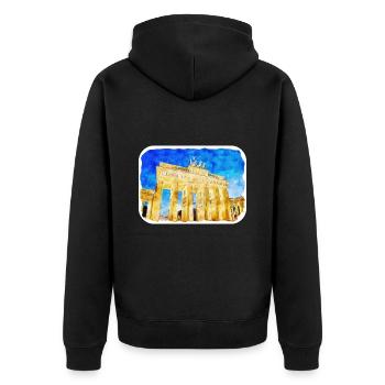 Allemagne Aquarelle Esquisse Dessinée à la main Illustration - Veste à capuche bio Premium Unisexe - noir - Dos - Nico (187cm)