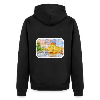 Allemagne Aquarelle Esquisse Dessinée à la main Illustration - Veste à capuche bio Premium Unisexe - noir - Dos - Nico (187cm)