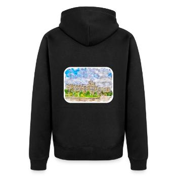 Vienne Autriche Aquarelle Esquisse Peinture - Veste à capuche bio Premium Unisexe - noir - Dos - Nico (187cm)