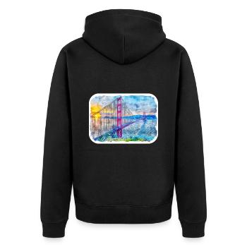 San Francisco Usa Watercolor Sketch Illustration - Unisex Premium Organic Zip Hoodie - black - Back - Nico (187cm)