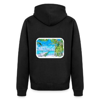 Maldives Watercolor Sketch Hand Drawn Illustration - Unisex Premium Organic Zip Hoodie - black - Back - Nico (187cm)