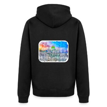 Malaisie Aquarelle Esquisse Dessinée à la Main Illustration - Veste à capuche bio Premium Unisexe - noir - Dos - Nico (187cm)