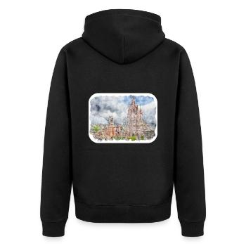 San Miguel De Allende Mexique Aquarelle Esquisse Dra - Veste à capuche bio Premium Unisexe - noir - Dos - Nico (187cm)