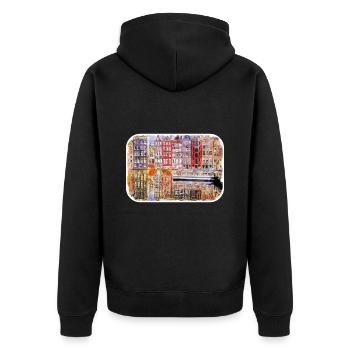 Amsterdam Netherlands Watercolor Sketch Drawing - Unisex Premium Organic Zip Hoodie - black - Back - Nico (187cm)