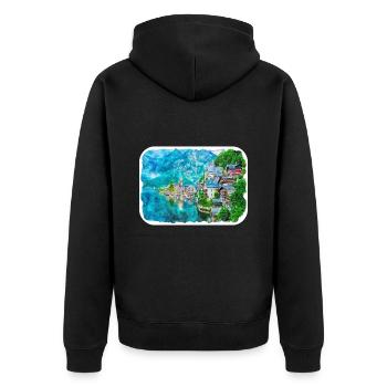 Autriche Aquarelle Esquisse Dessinée à la main Illustration - Veste à capuche bio Premium Unisexe - noir - Dos - Nico (187cm)