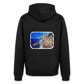 Sorrente Italie Aquarelle Sketch Illustration - Veste à capuche bio Premium Unisexe - noir - Dos - Nico (187cm)