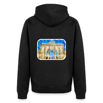 Allemagne Aquarelle Esquisse Dessinée à la main Illustration - Veste à capuche bio Premium Unisexe - noir - Dos - Nico (187cm)