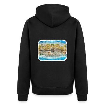 Autriche Aquarelle Esquisse Dessinée à la main Illustration - Veste à capuche bio Premium Unisexe - noir - Dos - Nico (187cm)