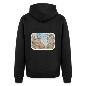 Barcelona Spanien Aquarellskizze Gezeichnete Zeichnung - Unisex Premium Bio Zip Hoodie - Schwarz - Hinten - Nico (187cm)