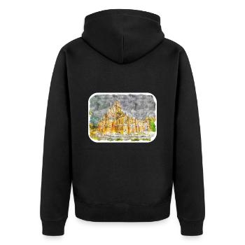 Australie Aquarelle Esquisse Dessinée à la Main Peinture - Veste à capuche bio Premium Unisexe - noir - Dos - Nico (187cm)