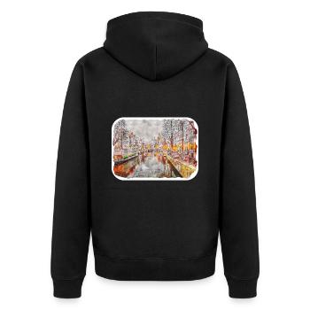 Pays-Bas Aquarelle Esquisse Dessinée Illustration - Veste à capuche bio Premium Unisexe - noir - Dos - Nico (187cm)