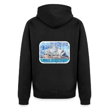Australie Aquarelle Esquisse Dessinée à la Main Peinture - Veste à capuche bio Premium Unisexe - noir - Dos - Nico (187cm)