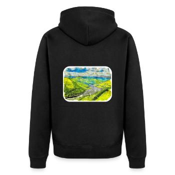 England UK Watercolor Sketch Painting Illustration - Unisex Premium Organic Zip Hoodie - black - Back - Nico (187cm)