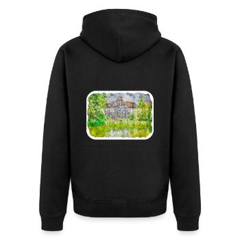 Allemagne Aquarelle Esquisse Dessinée à la main Illustration - Veste à capuche bio Premium Unisexe - noir - Dos - Nico (187cm)