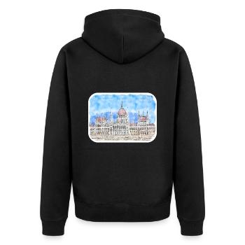 Budapest Ungarn Aquarell Skizze Zeichnung Zeichnung - Unisex Premium Bio Zip Hoodie - Schwarz - Hinten - Nico (187cm)