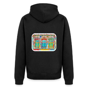Indien Wahrzeichen Aquarell Skizze Farbe Illustratio - Unisex Premium Bio Zip Hoodie - Schwarz - Hinten - Nico (187cm)