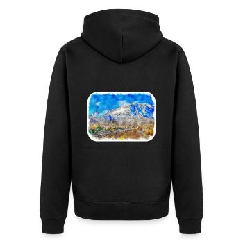 Illustration de croquis à l’aquarelle de Californie usa - Veste à capuche bio Premium Unisexe - noir - Dos - Nico (187cm)