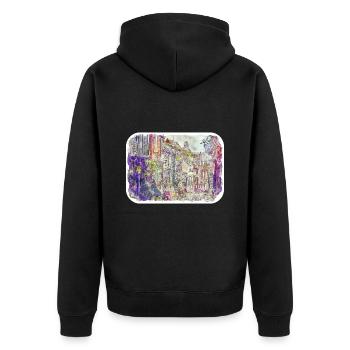 England UK Watercolor Sketch Painting Illustration - Unisex Premium Organic Zip Hoodie - black - Back - Nico (187cm)
