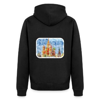 Moscou Russie Aquarelle Esquisse Dessin Dessiné - Veste à capuche bio Premium Unisexe - noir - Dos - Nico (187cm)
