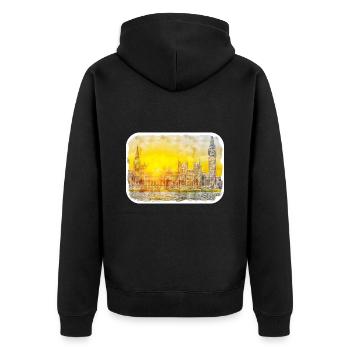 England UK Watercolor Sketch Drawn Illustration - Unisex Premium Organic Zip Hoodie - black - Back - Nico (187cm)