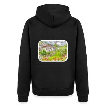 Allemagne Aquarelle Esquisse Dessinée à la main Illustration - Veste à capuche bio Premium Unisexe - noir - Dos - Nico (187cm)