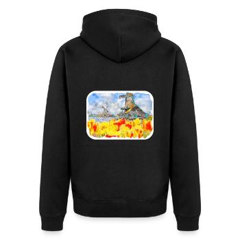 Pays-Bas Aquarelle Esquisse Dessinée Illustration - Veste à capuche bio Premium Unisexe - noir - Dos - Nico (187cm)