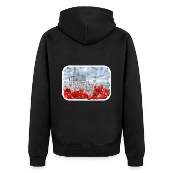 Allemagne Aquarelle Esquisse Dessinée à la main Illustration - Veste à capuche bio Premium Unisexe - noir - Dos - Nico (187cm)