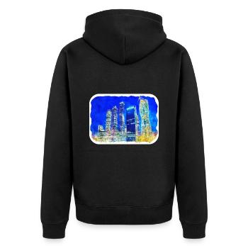Moscou Russie Aquarelle Esquisse Dessin Dessiné - Veste à capuche bio Premium Unisexe - noir - Dos - Nico (187cm)