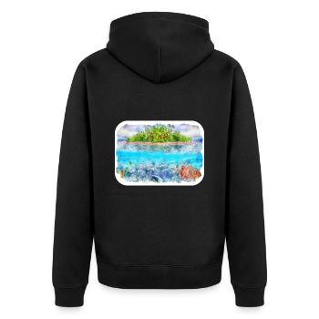 Maldives Watercolor Sketch Hand Drawn Illustration - Unisex Premium Organic Zip Hoodie - black - Back - Nico (187cm)