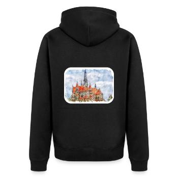 Allemagne Aquarelle Esquisse Dessinée à la main Illustration - Veste à capuche bio Premium Unisexe - noir - Dos - Nico (187cm)