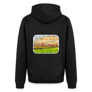 Jaipur Inde Aquarelle Esquisse Peinture Dessinée - Veste à capuche bio Premium Unisexe - noir - Dos - Nico (187cm)