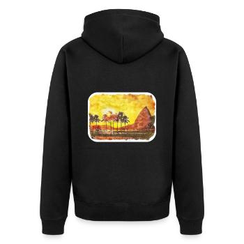 Rio de Janeiro Brésil Aquarelle Dessin - Veste à capuche bio Premium Unisexe - noir - Dos - Nico (187cm)
