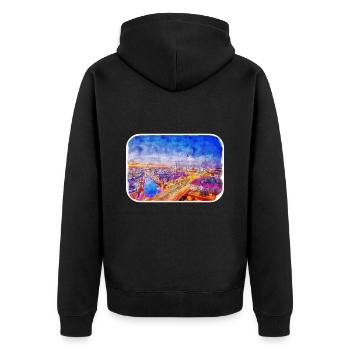 Berlin Allemagne Aquarelle Esquisse Dessinée Peinture - Veste à capuche bio Premium Unisexe - noir - Dos - Nico (187cm)