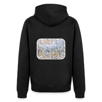 Autriche Aquarelle Esquisse Dessinée à la main Illustration - Veste à capuche bio Premium Unisexe - noir - Dos - Nico (187cm)